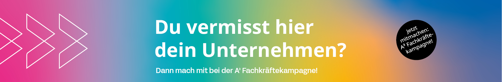 Banner auf auxtalents zur A³ Fachräftekampagne